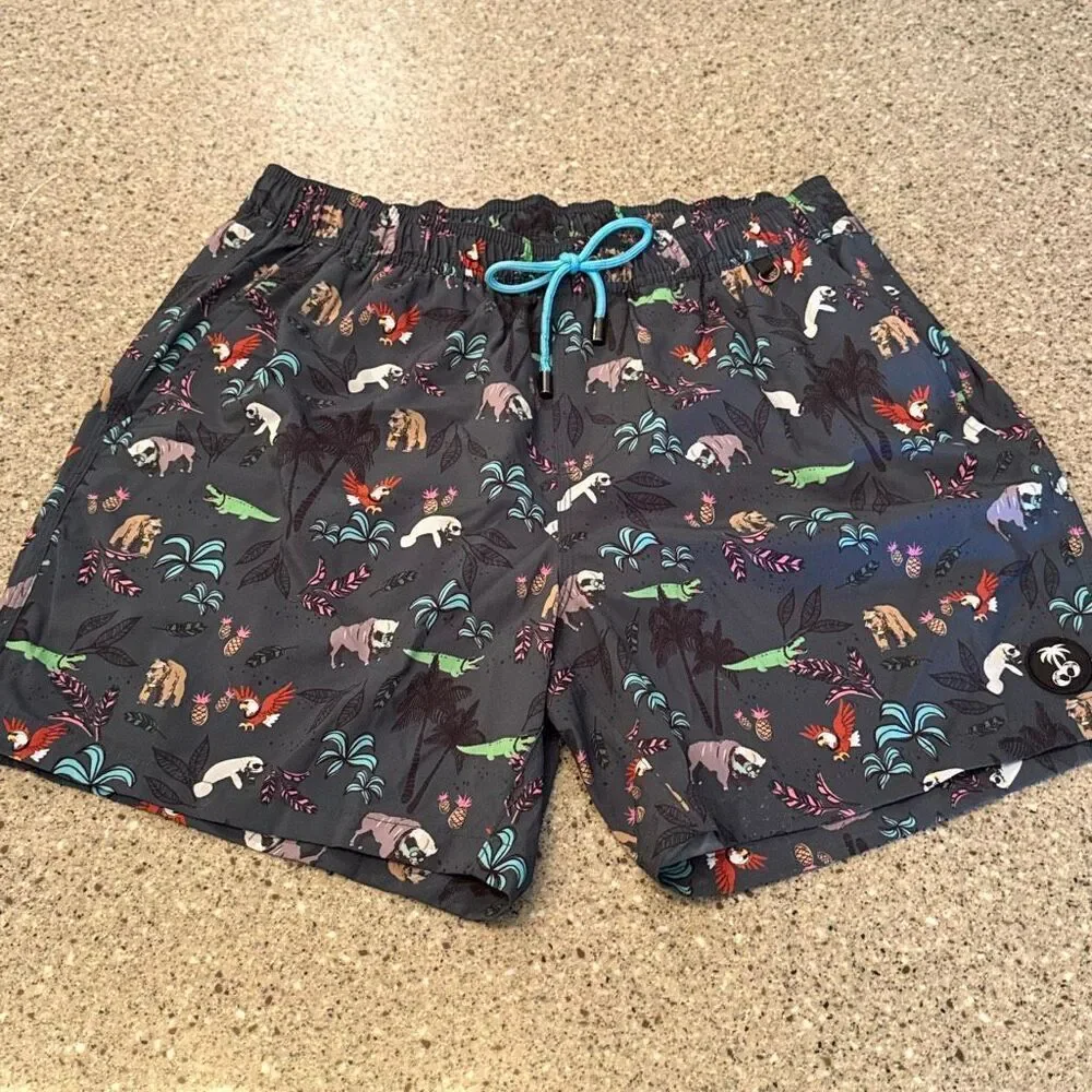 BALLS BEACHWEAR Sunglass Animal Print Swim Trunks Large